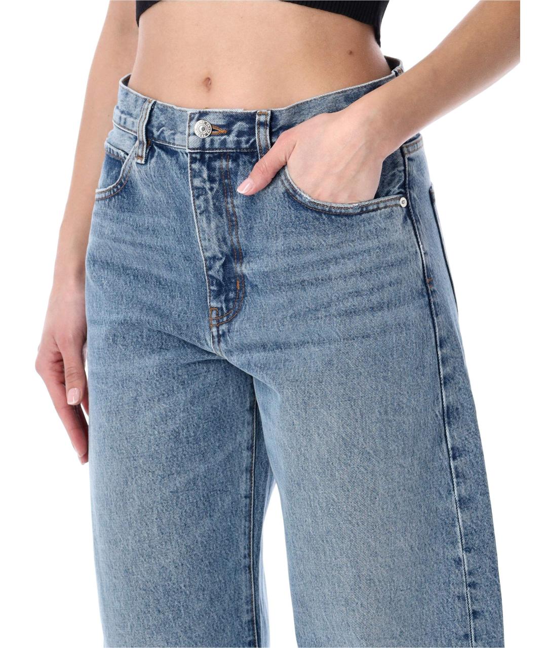 FRAME Синие хлопковые прямые джинсы, фото 3