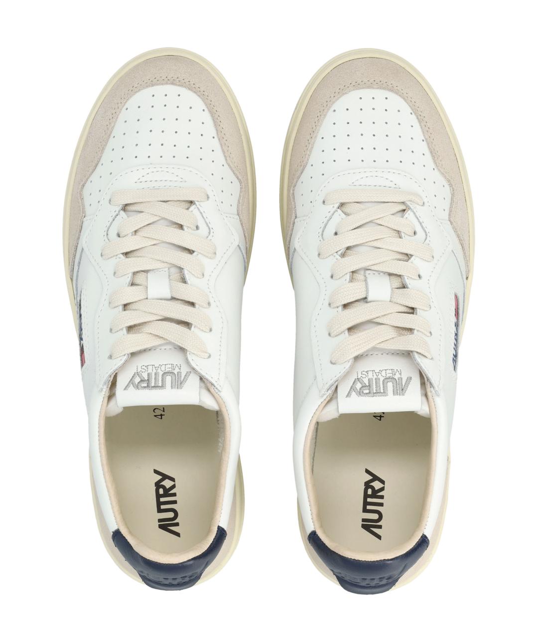 AUTRY Белые кожаные низкие кроссовки / кеды, фото 2