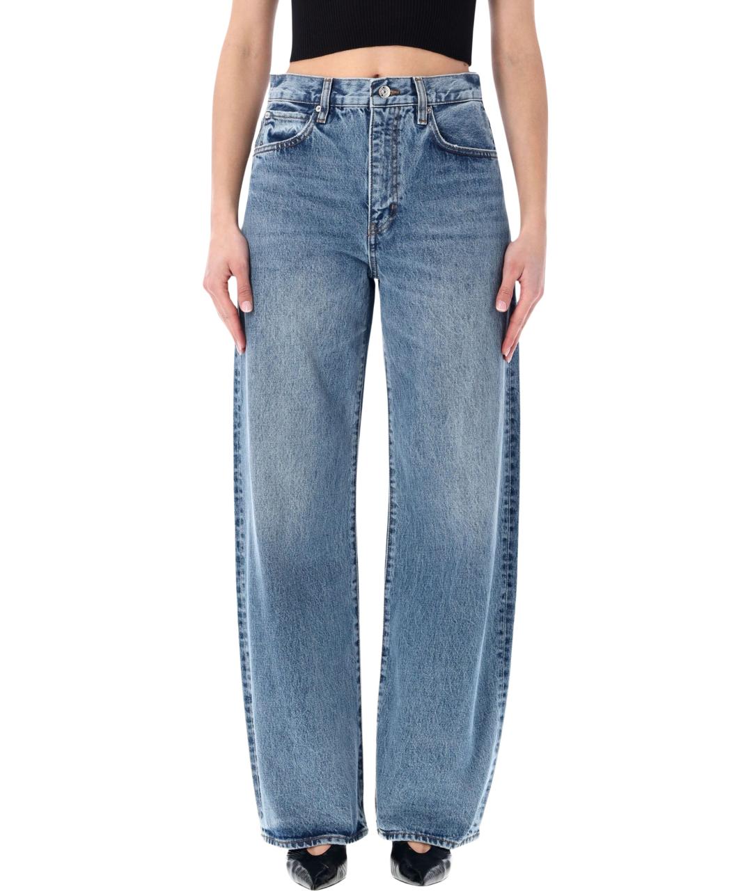 FRAME Синие хлопковые прямые джинсы, фото 1