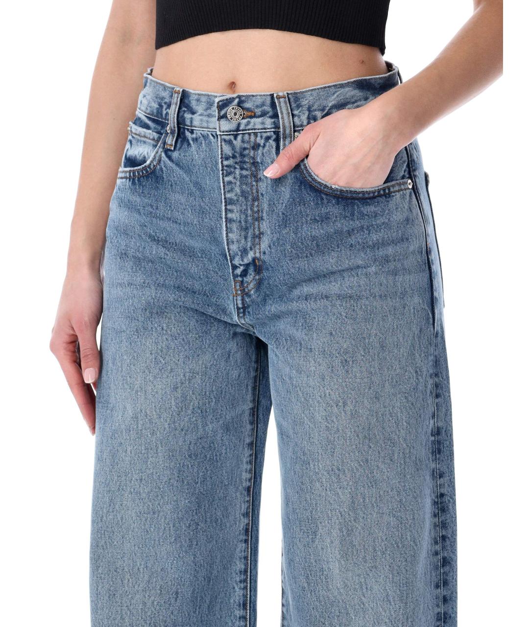 FRAME Синие хлопковые прямые джинсы, фото 3