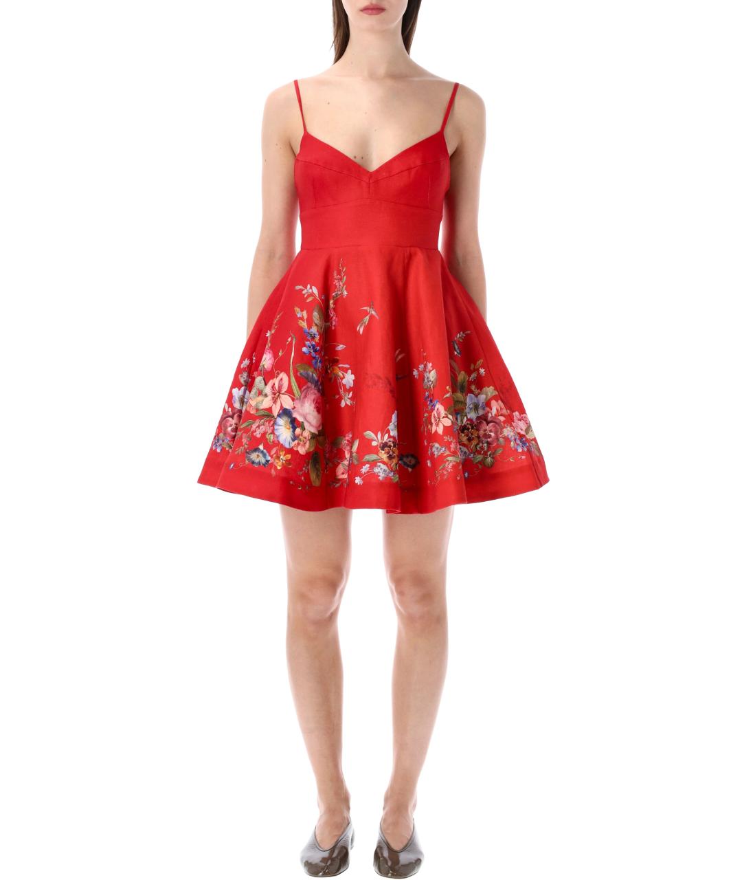 ZIMMERMANN Красное льняное коктейльное платье, фото 1