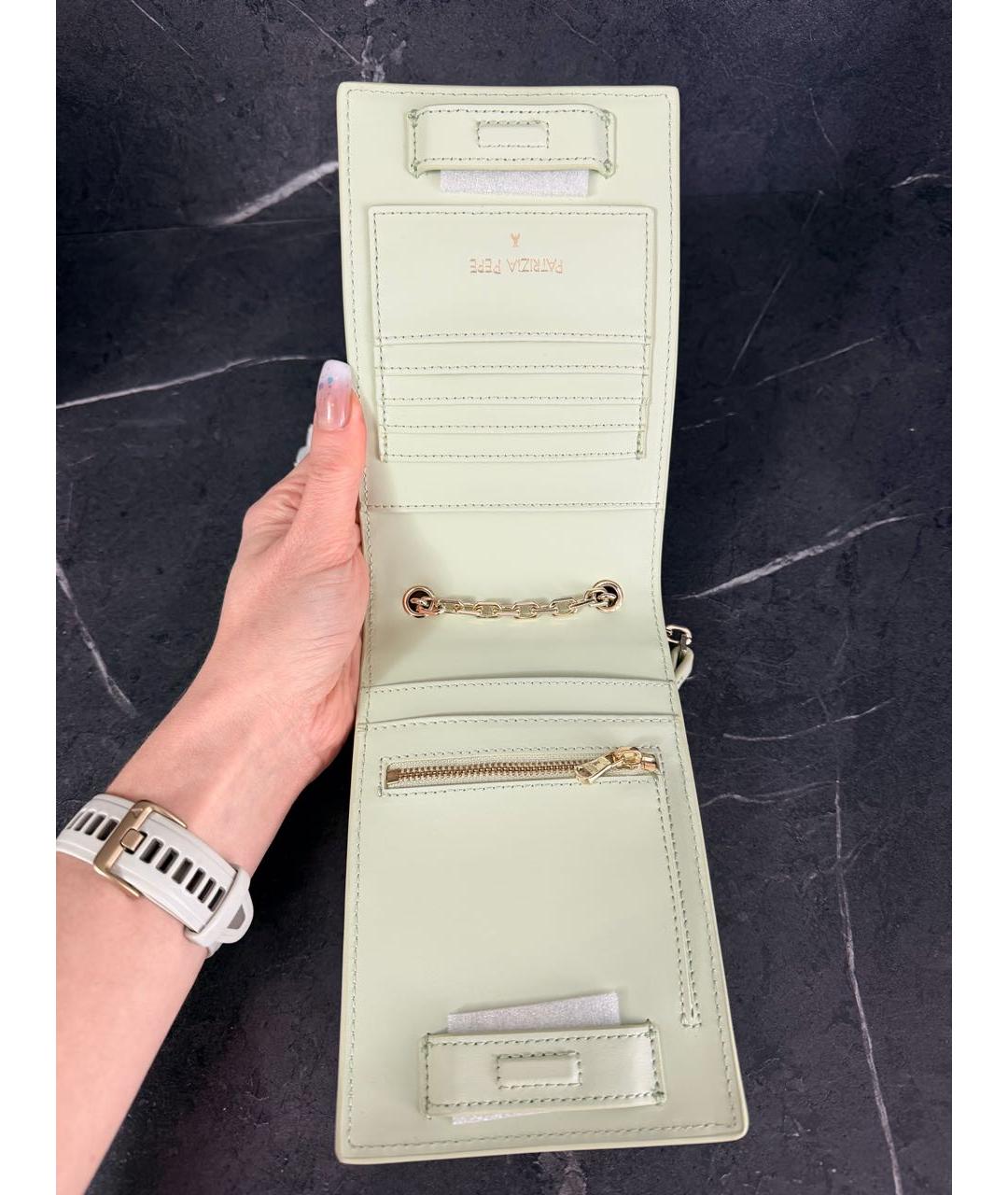 PATRIZIA PEPE Салатовая кожаная сумка через плечо, фото 4