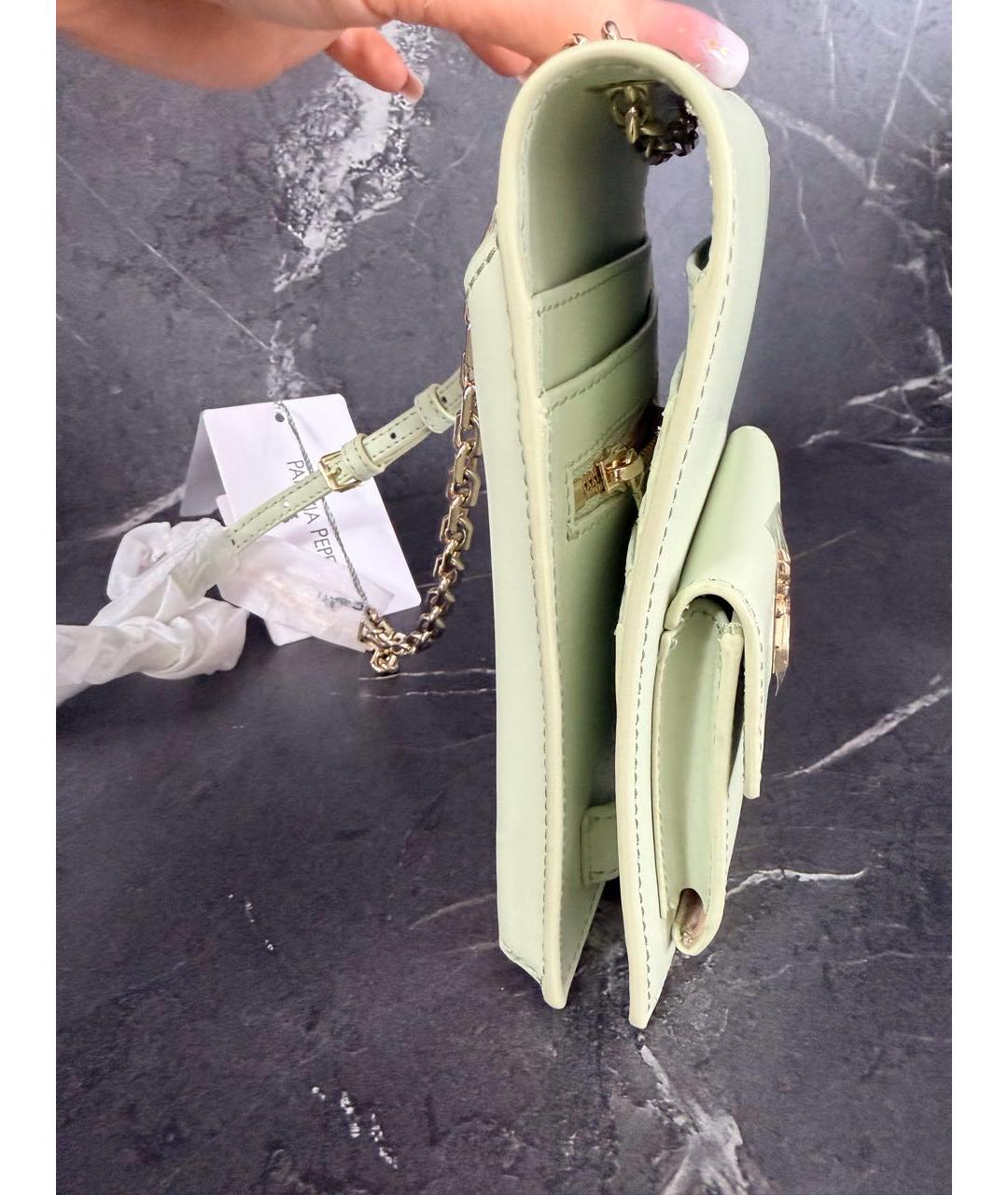 PATRIZIA PEPE Салатовая кожаная сумка через плечо, фото 2