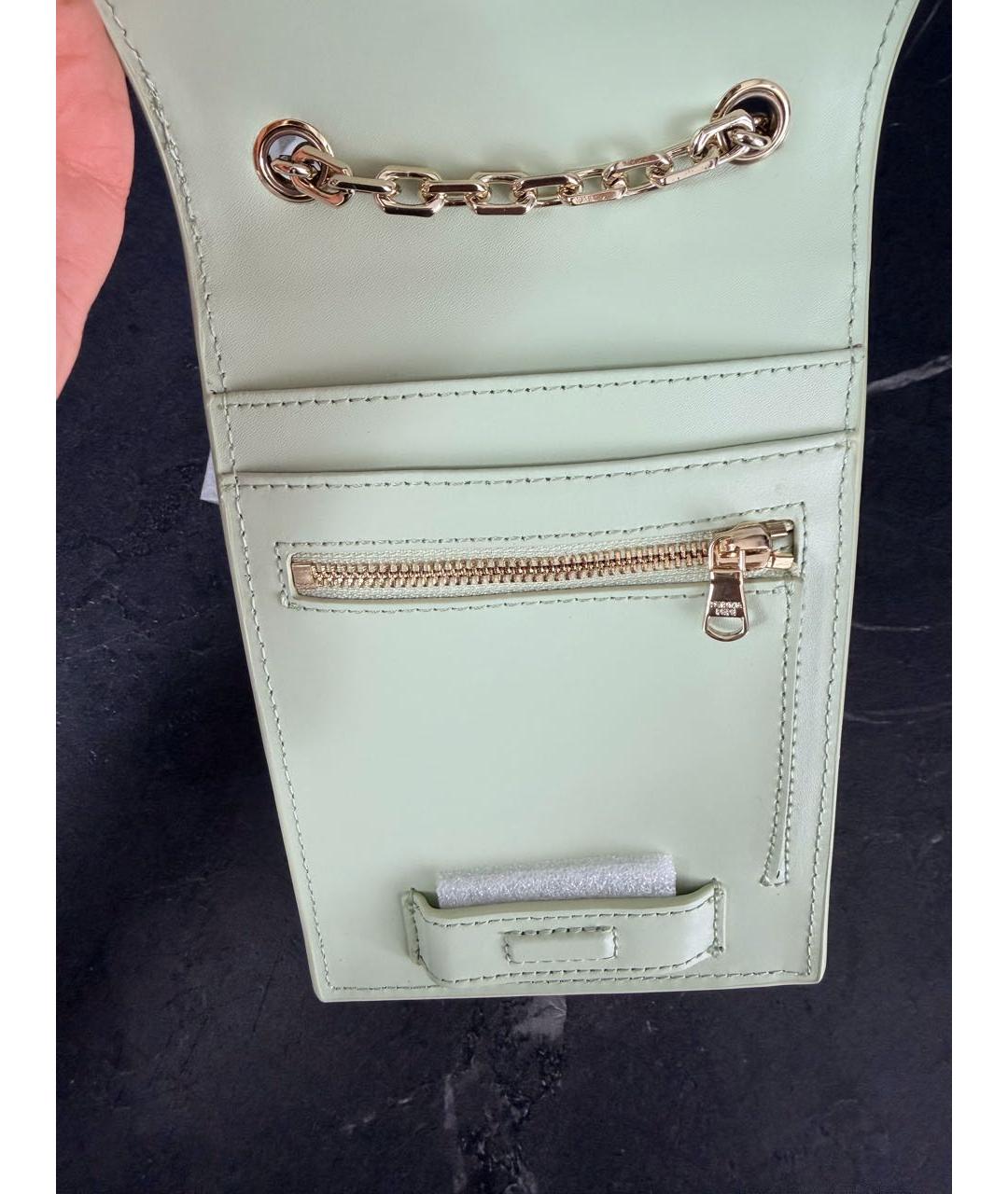 PATRIZIA PEPE Салатовая кожаная сумка через плечо, фото 6