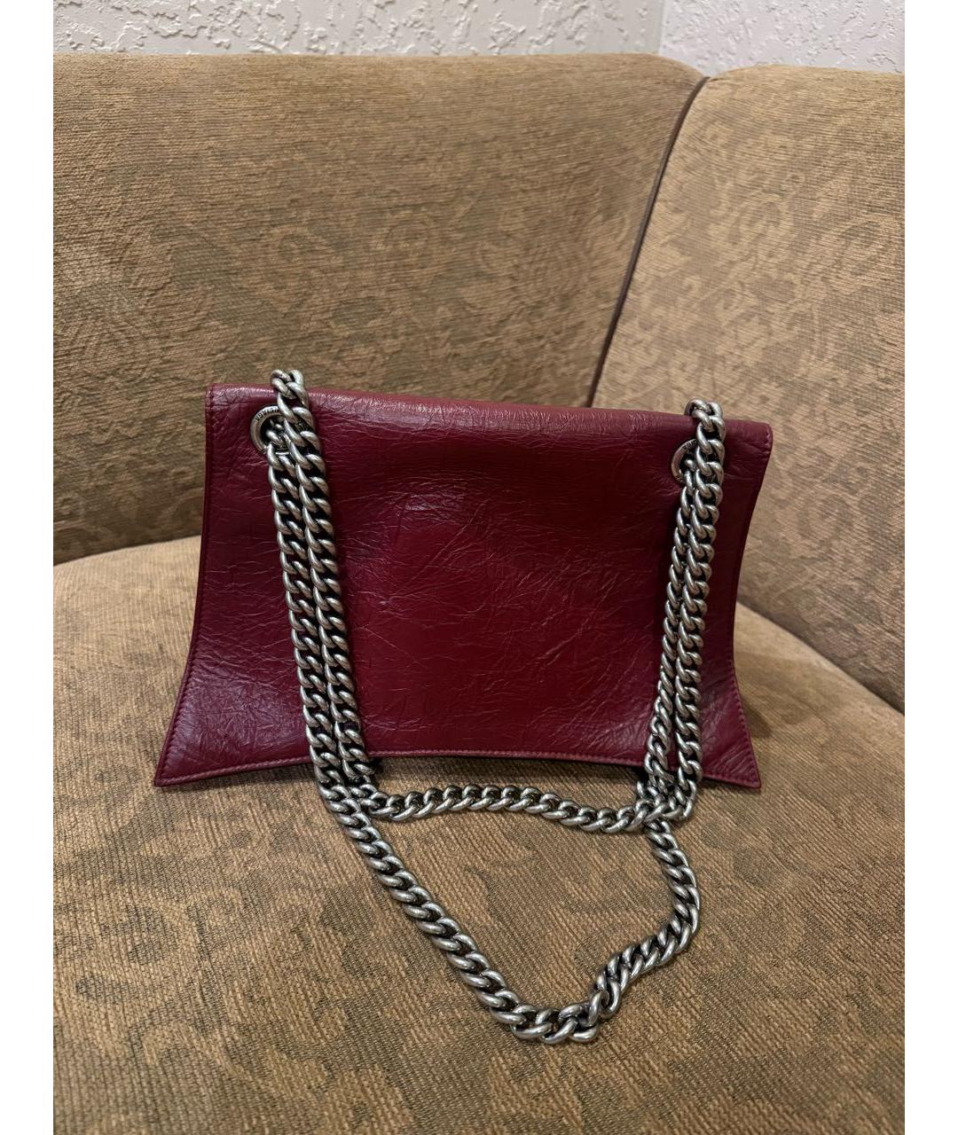 BALENCIAGA Бордовая кожаная сумка тоут, фото 3