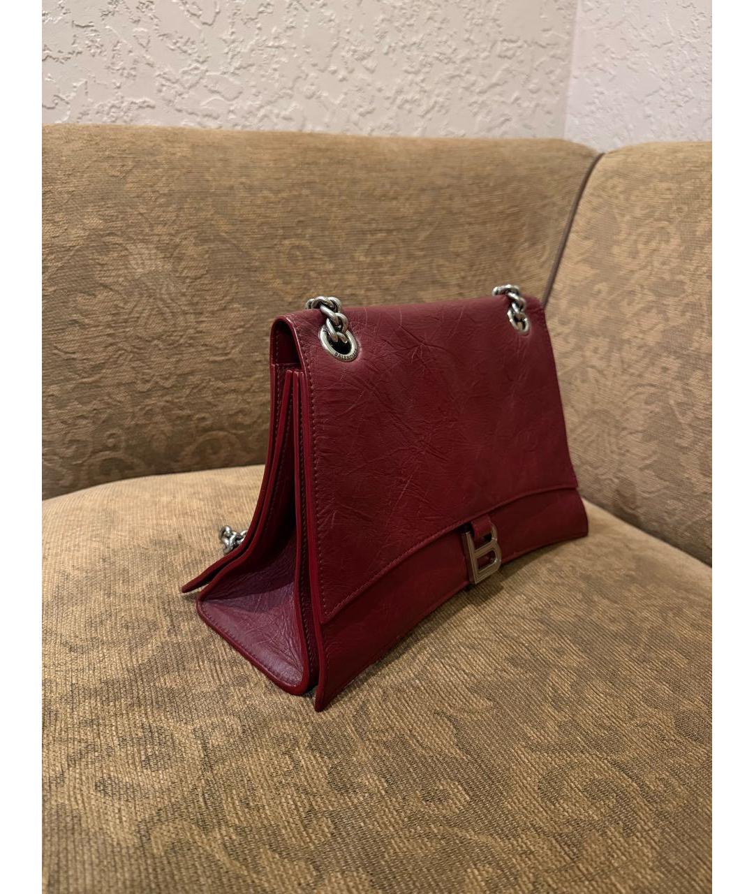 BALENCIAGA Бордовая кожаная сумка тоут, фото 2