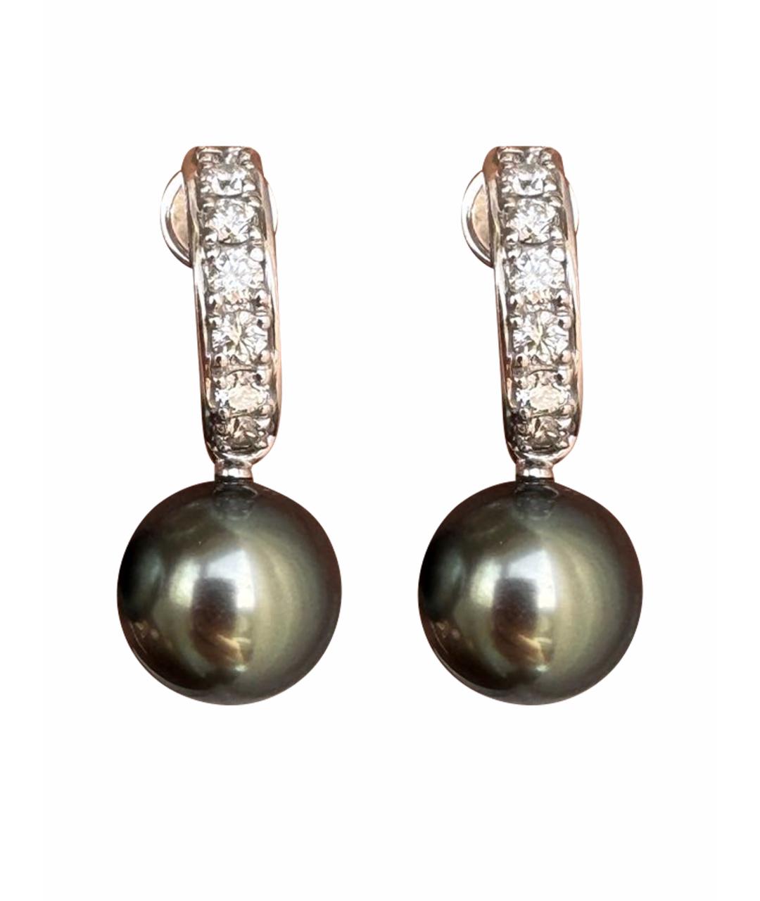 Mikimoto Серебряные серьги из белого золота, фото 1