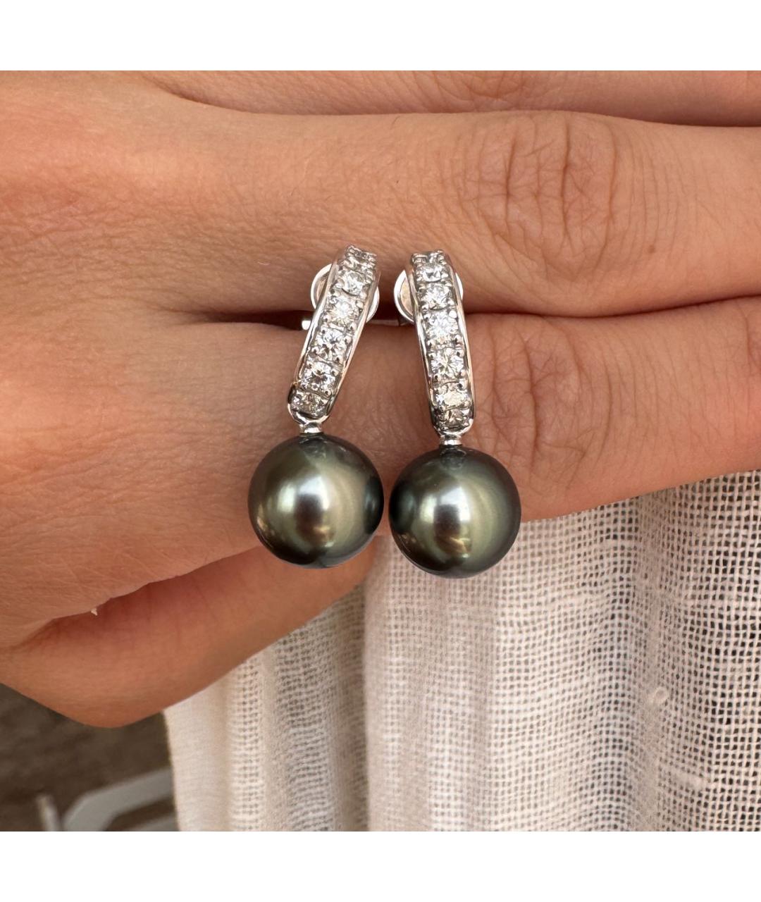 Mikimoto Серебряные серьги из белого золота, фото 5