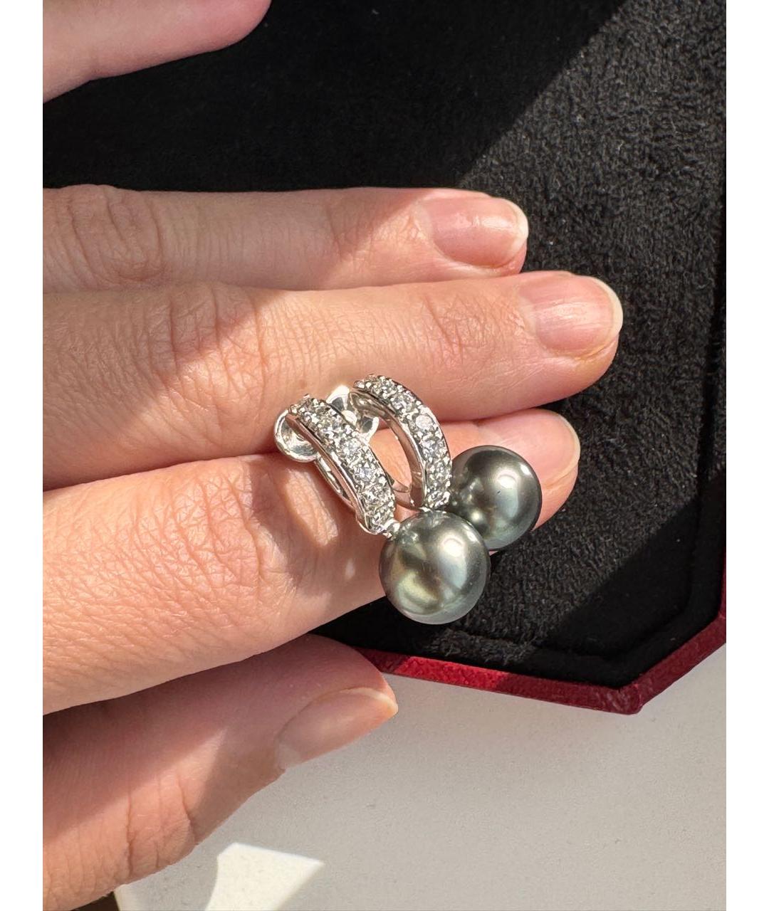 Mikimoto Серебряные серьги из белого золота, фото 3