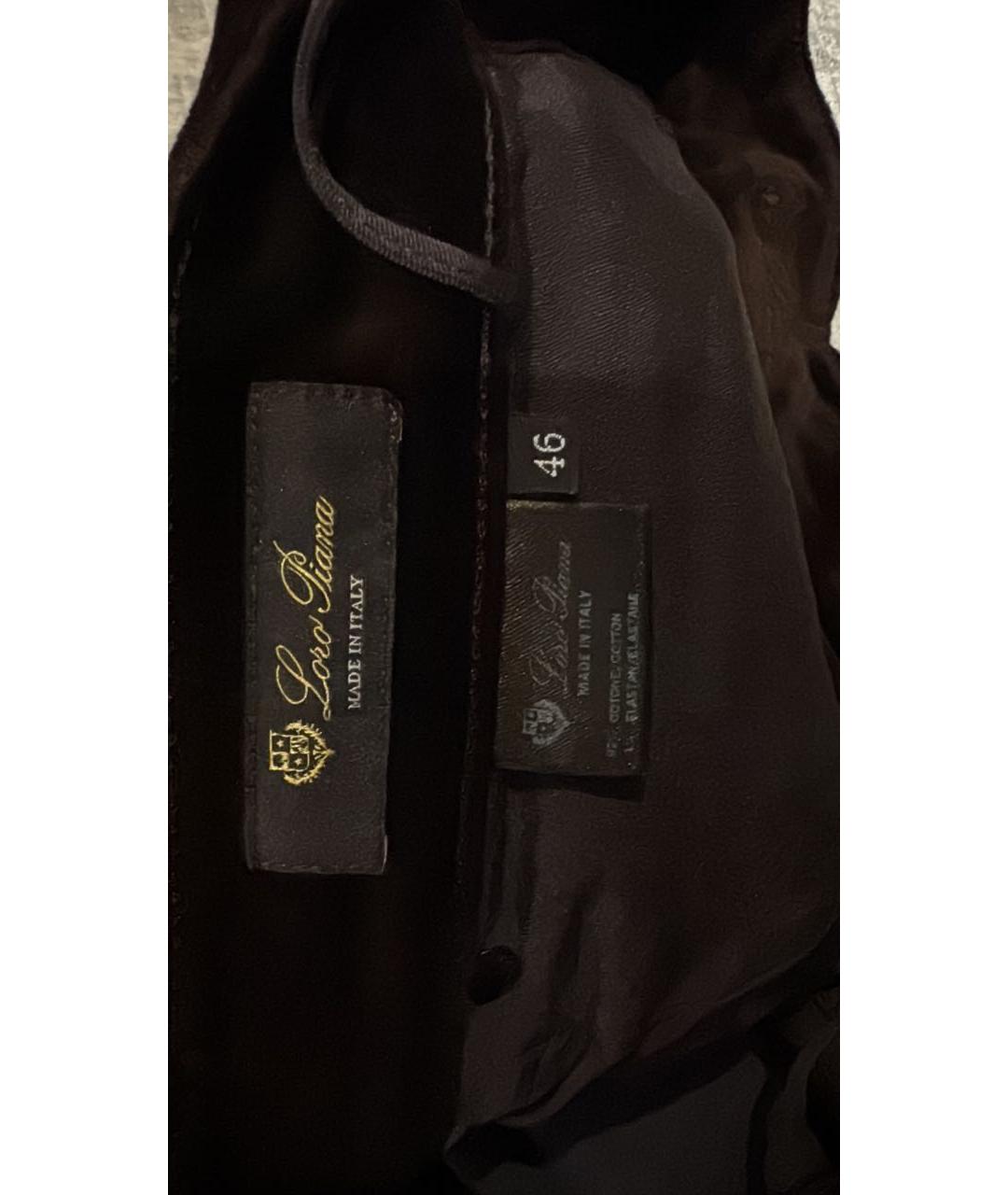 LORO PIANA Коричневые велюровые прямые брюки, фото 3