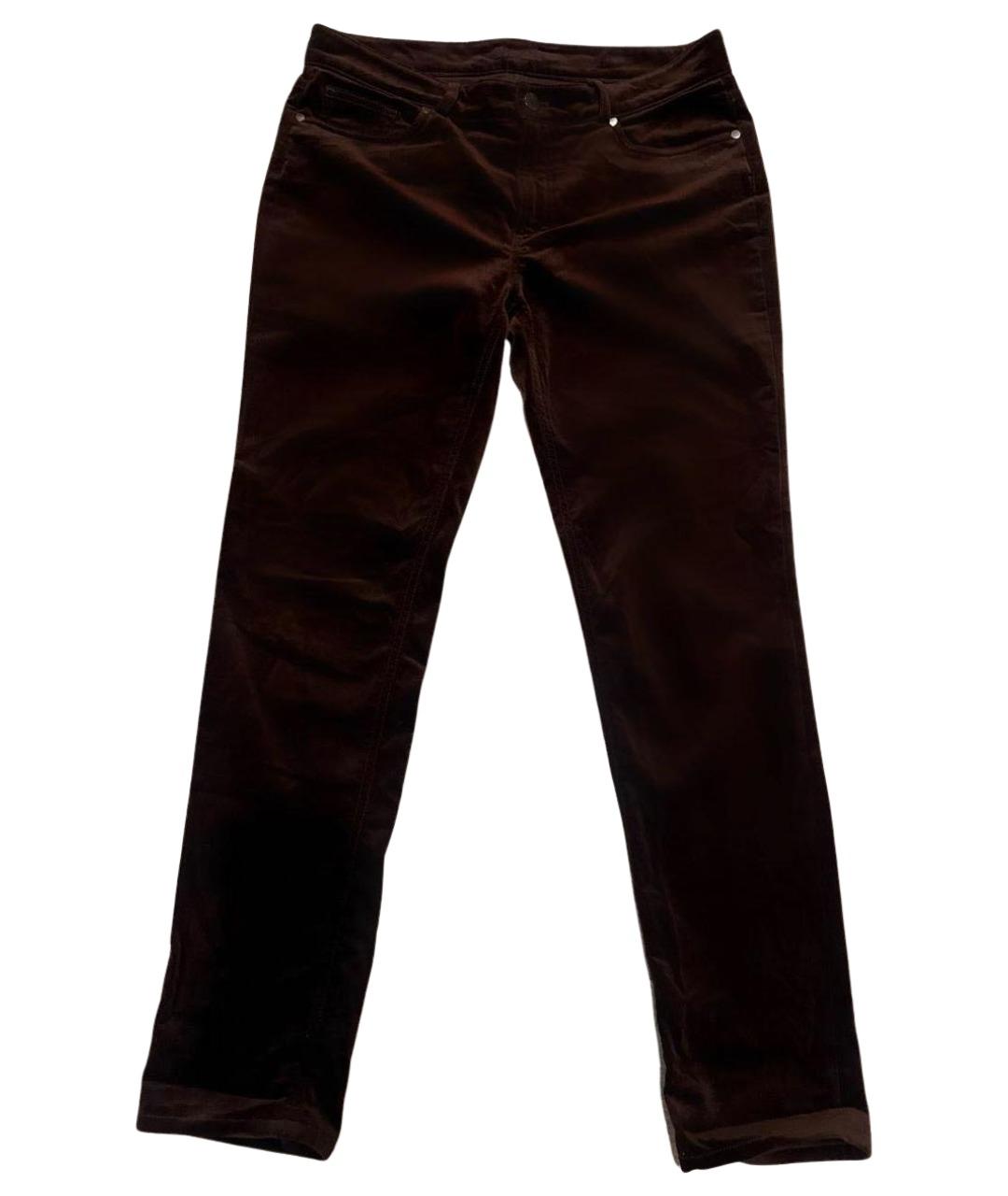 LORO PIANA Коричневые велюровые прямые брюки, фото 1