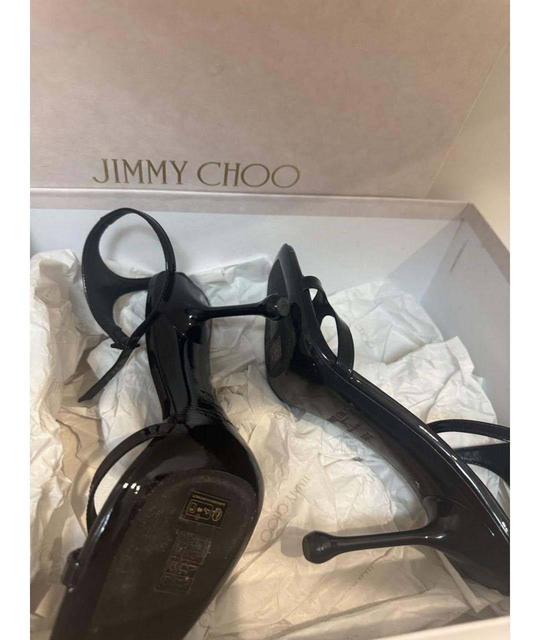 JIMMY CHOO Черные кожаные босоножки, фото 6