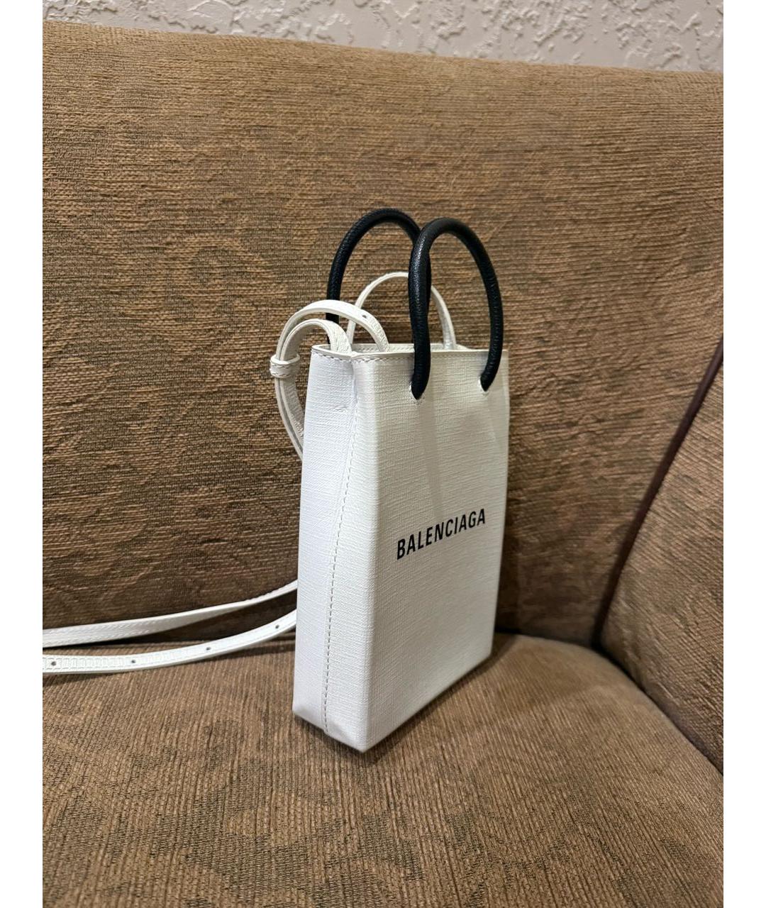 BALENCIAGA Белая кожаная сумка через плечо, фото 2
