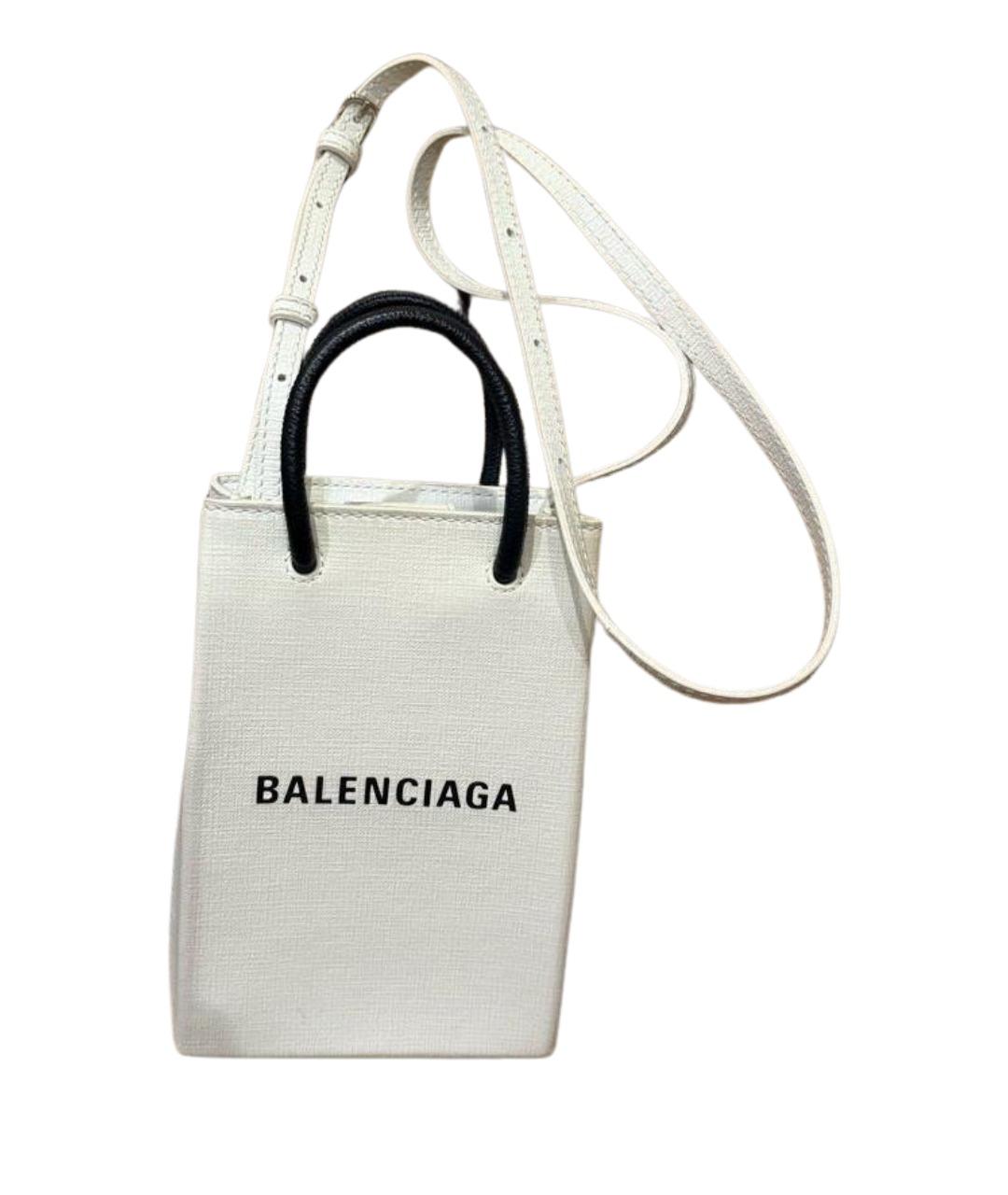 BALENCIAGA Белая кожаная сумка через плечо, фото 1