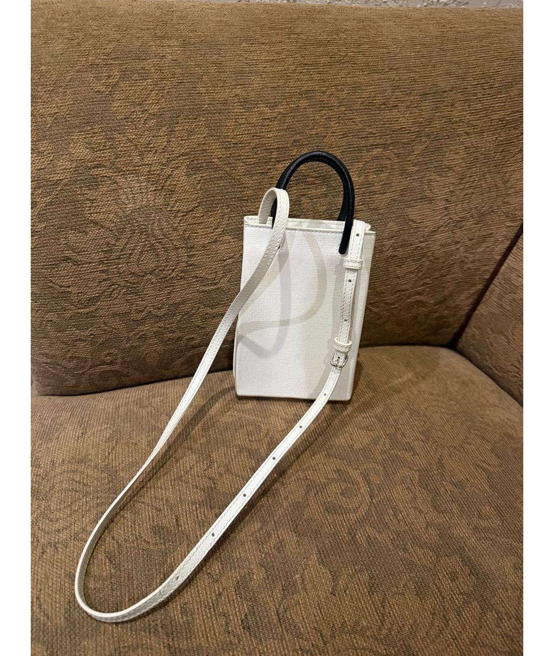 BALENCIAGA Белая кожаная сумка через плечо, фото 3