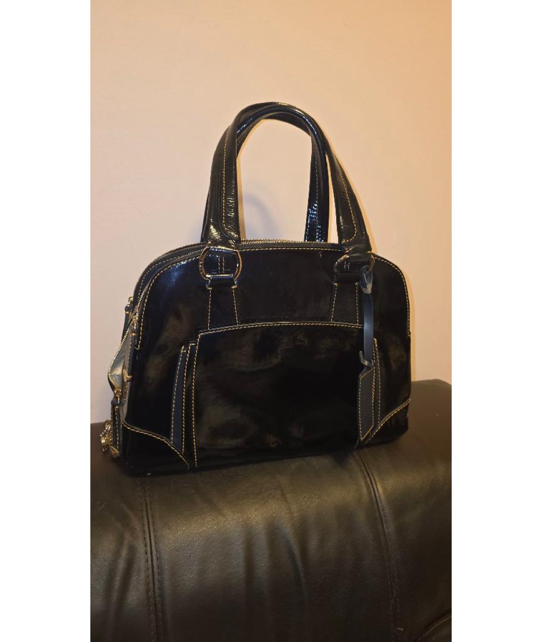 LANCEL Темно-синяя кожаная сумка с короткими ручками, фото 3