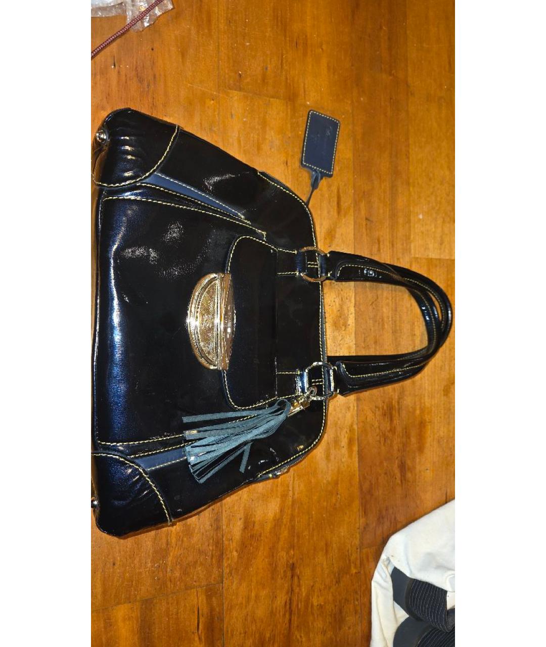 LANCEL Темно-синяя кожаная сумка с короткими ручками, фото 10