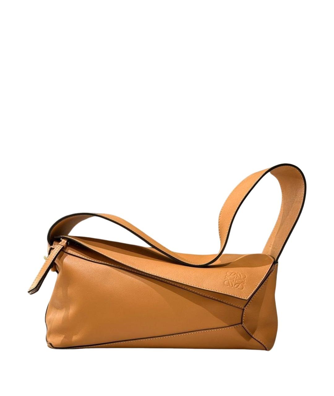LOEWE Горчичная кожаная сумка с короткими ручками, фото 1