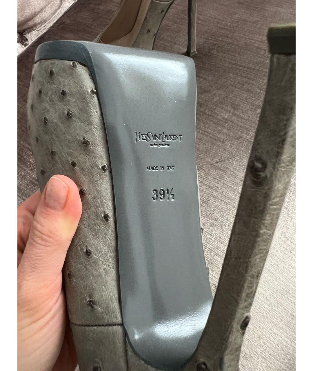 SAINT LAURENT Серые туфли из экзотической кожи, фото 4