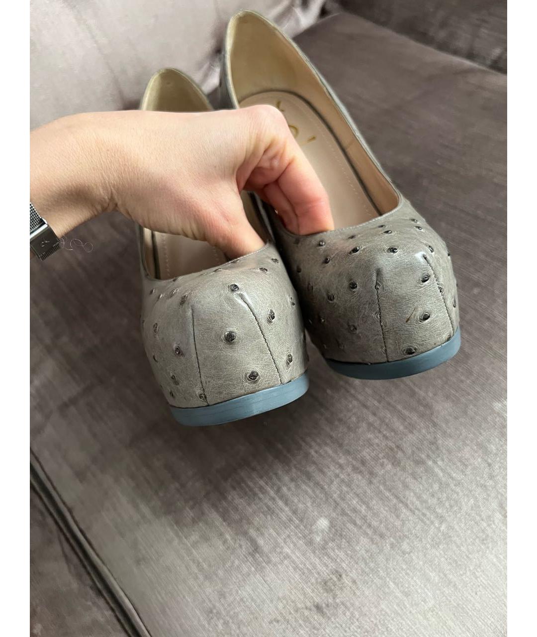 SAINT LAURENT Серые туфли из экзотической кожи, фото 6