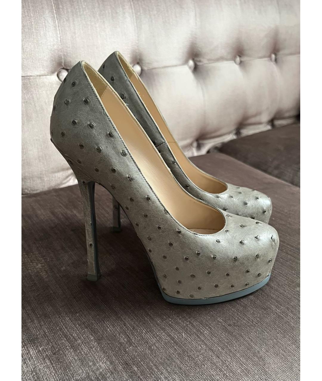 SAINT LAURENT Серые туфли из экзотической кожи, фото 7