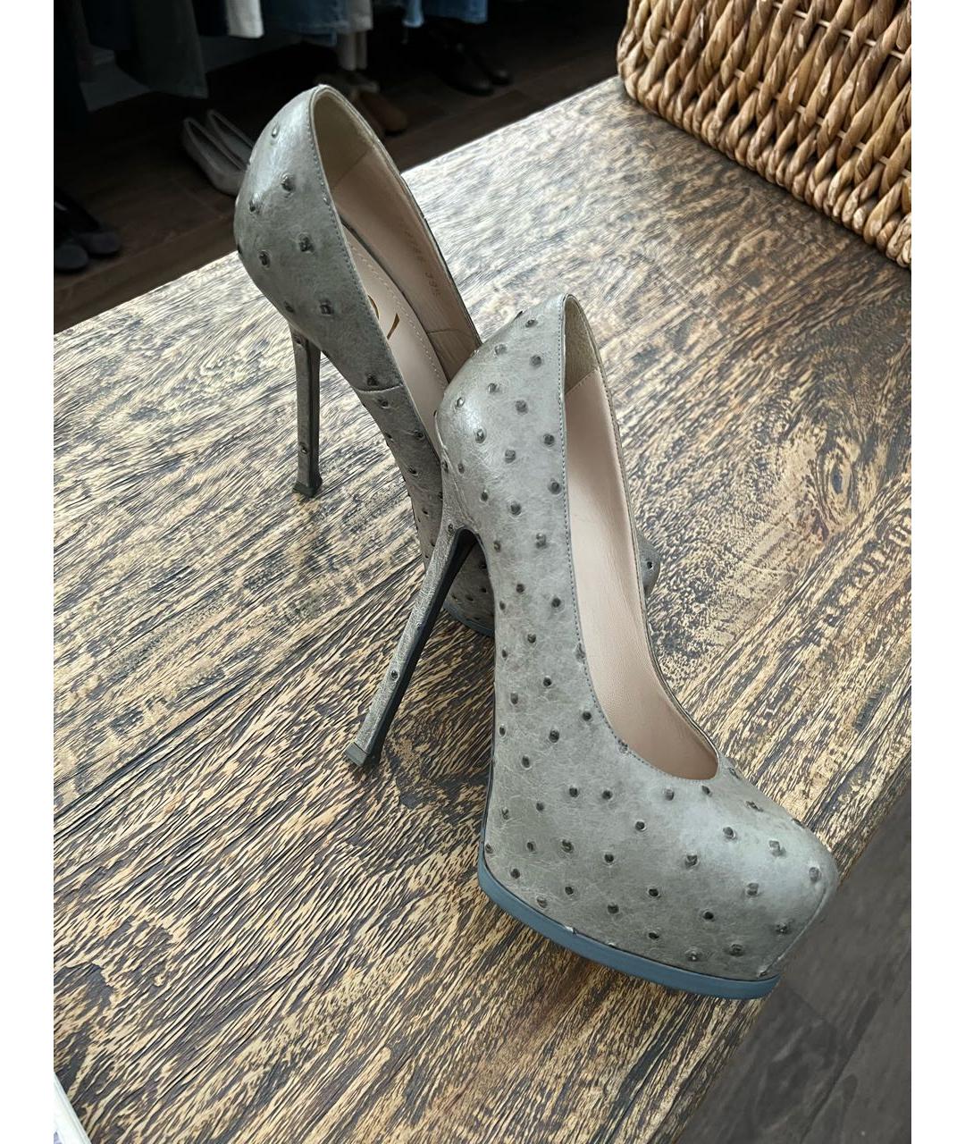 SAINT LAURENT Серые туфли из экзотической кожи, фото 3