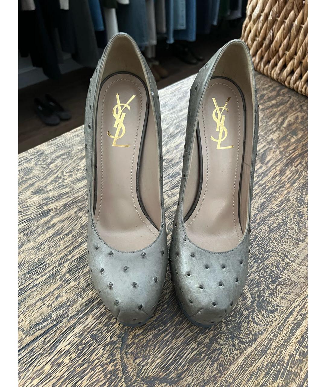 SAINT LAURENT Серые туфли из экзотической кожи, фото 2