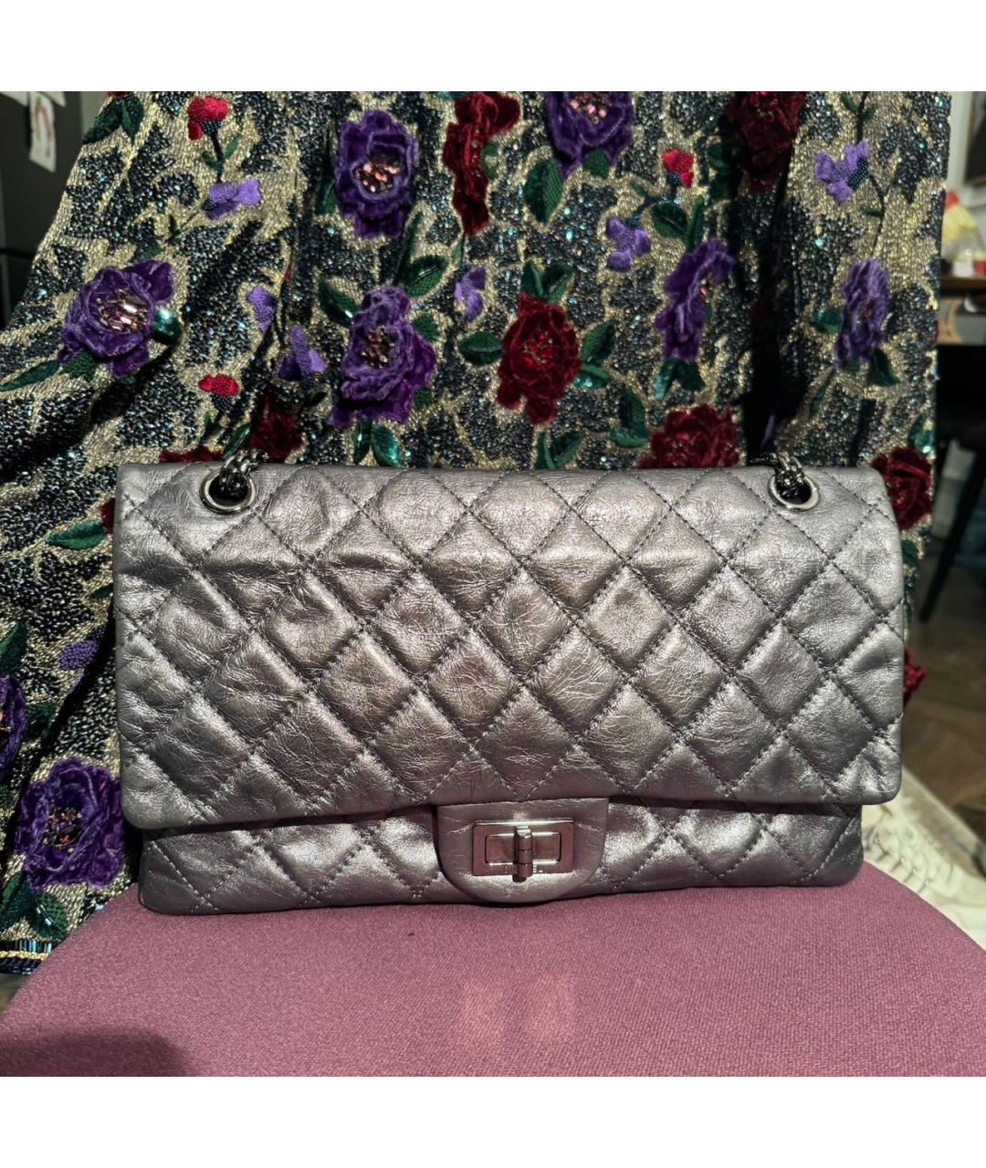 CHANEL Серебряная кожаная сумка через плечо, фото 6