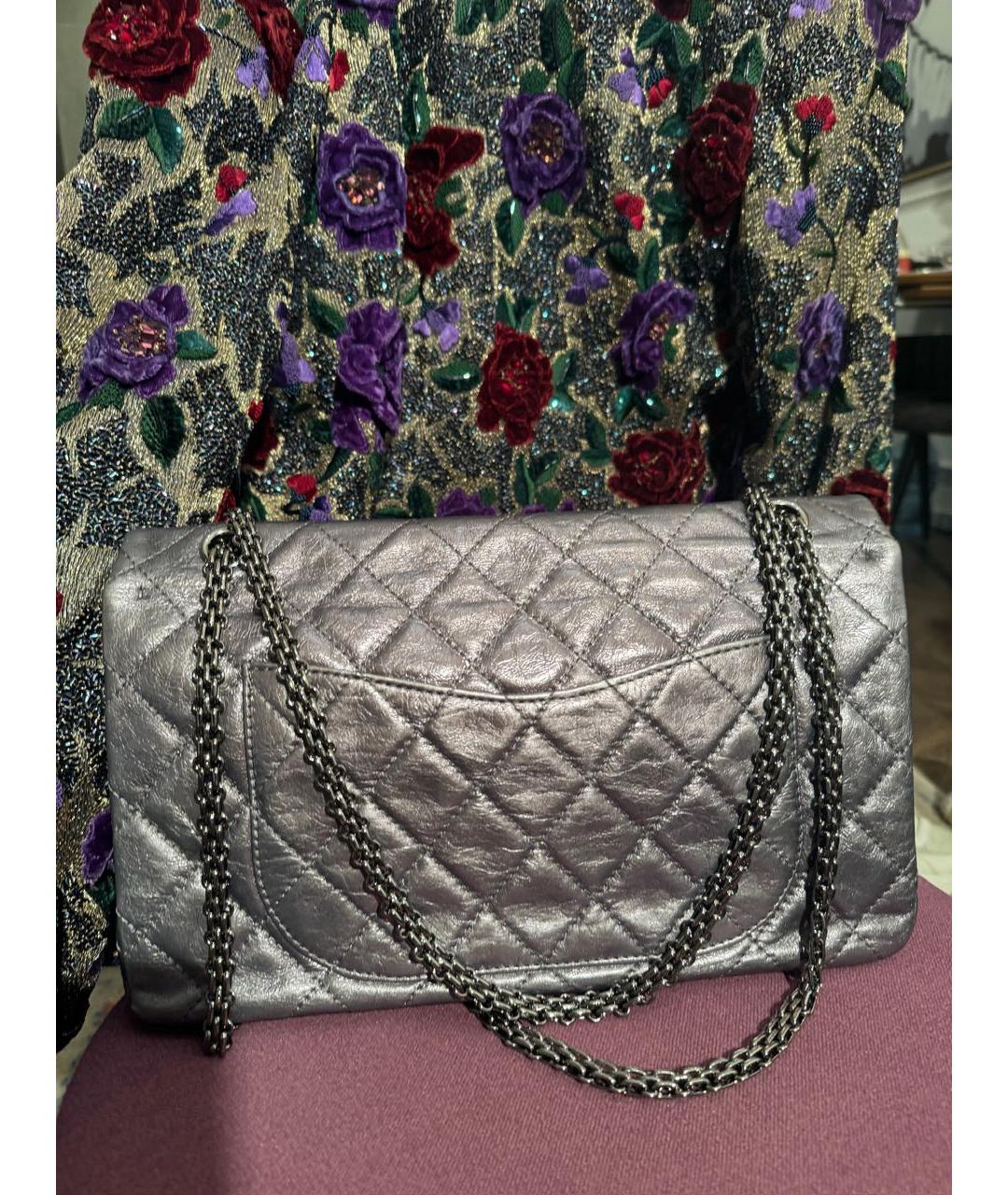 CHANEL Серебряная кожаная сумка через плечо, фото 2