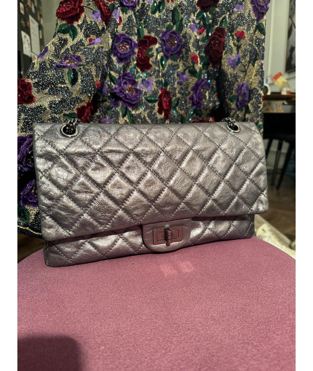 CHANEL Серебряная кожаная сумка через плечо, фото 4