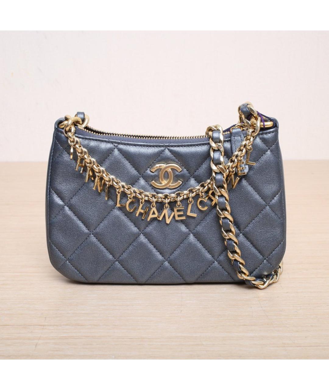 CHANEL Серая кожаная сумка через плечо, фото 2