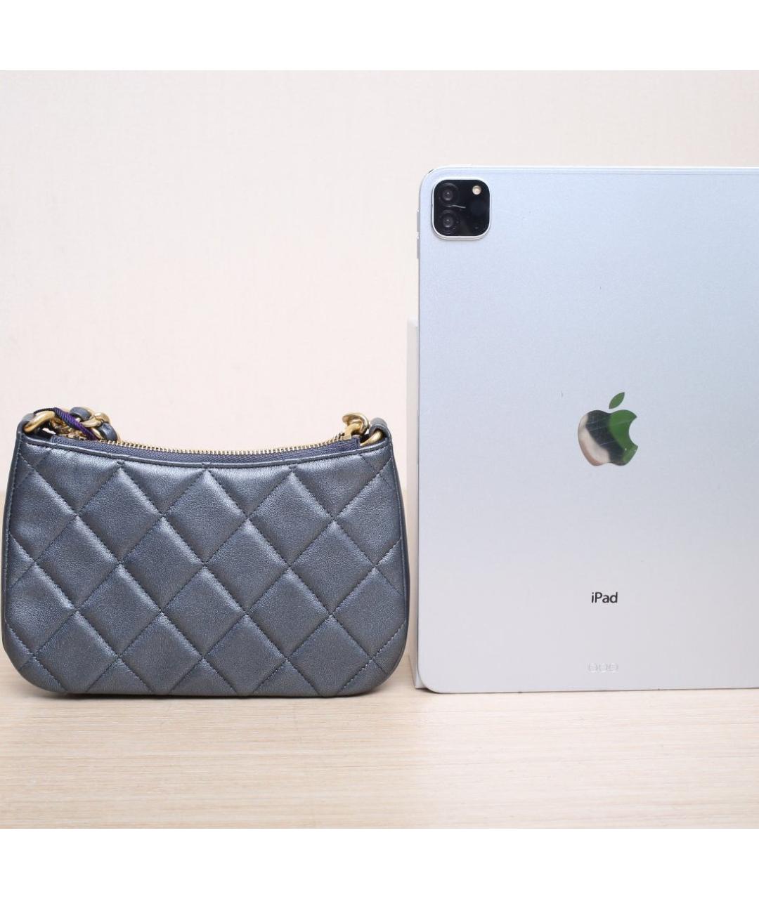 CHANEL Серая кожаная сумка через плечо, фото 7