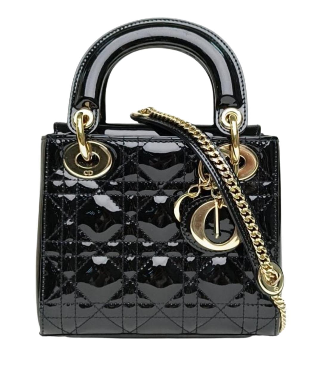 CHRISTIAN DIOR Черная сумка через плечо из лакированной кожи, фото 1