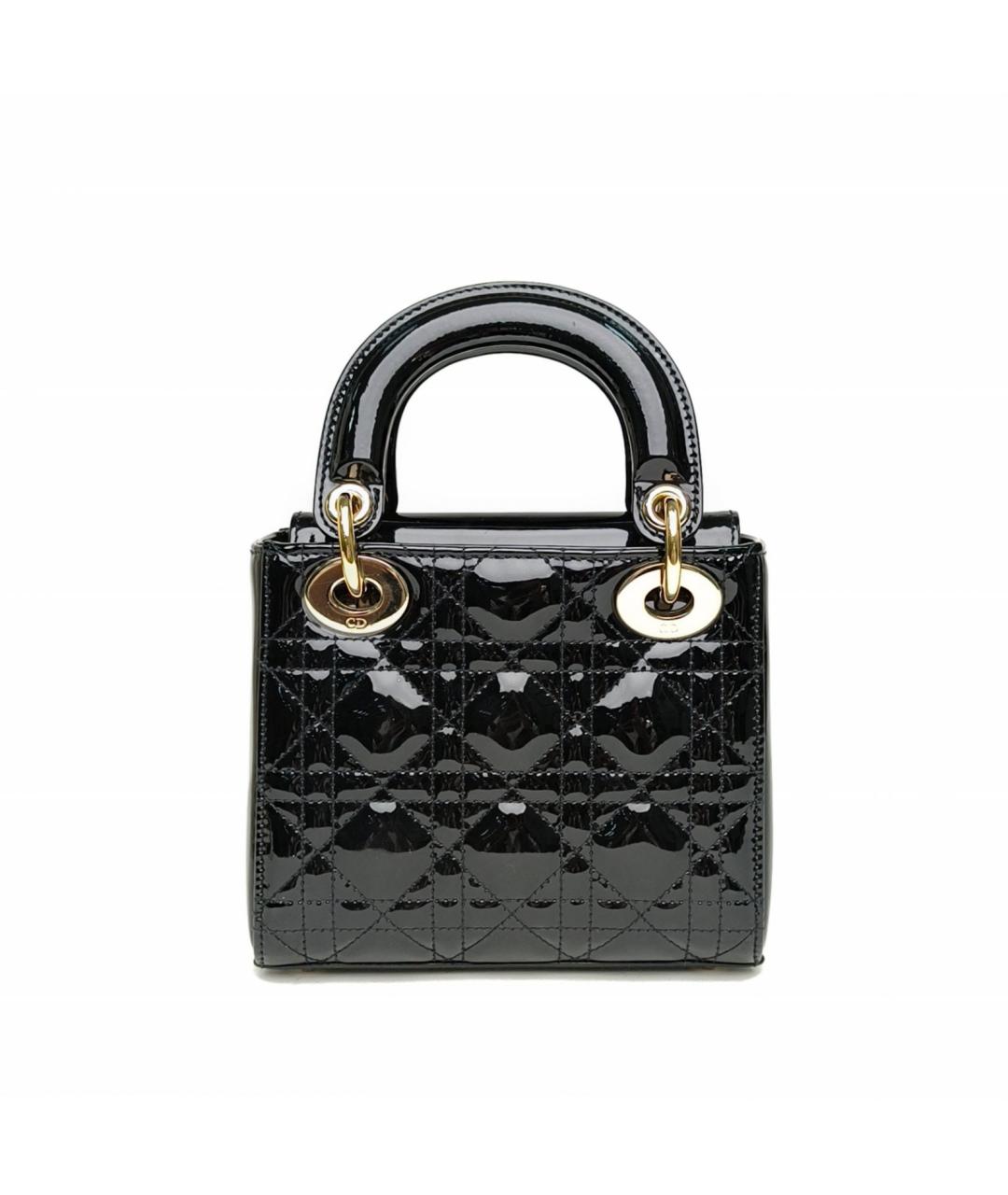 CHRISTIAN DIOR Черная сумка через плечо из лакированной кожи, фото 4