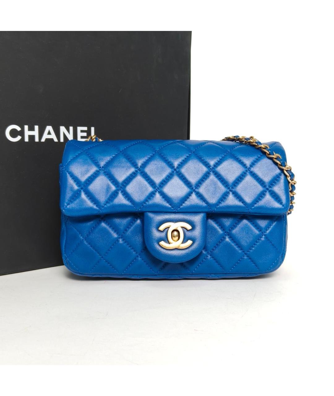 CHANEL Темно-синяя кожаная сумка через плечо, фото 9