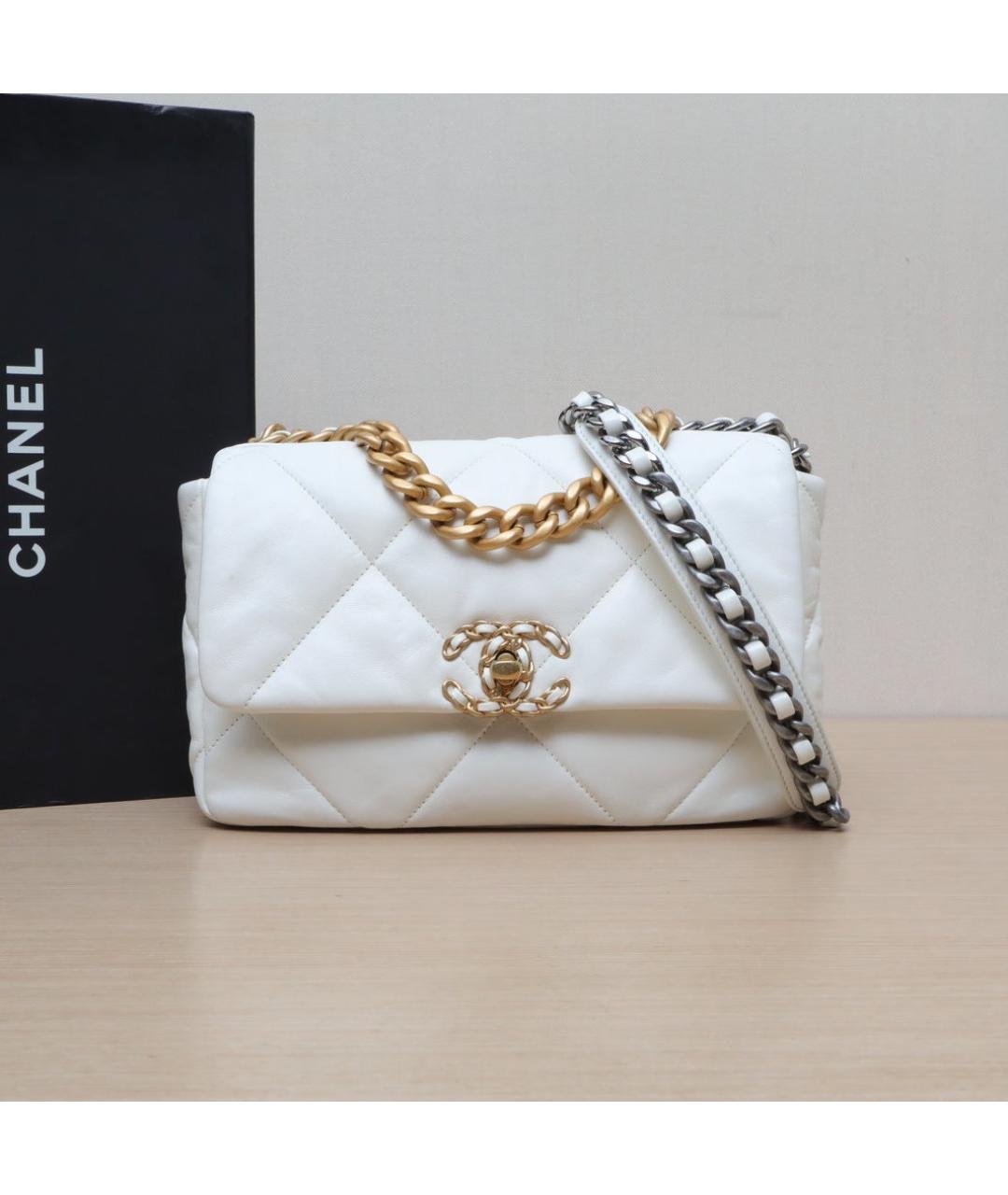 CHANEL Белая кожаная сумка через плечо, фото 2