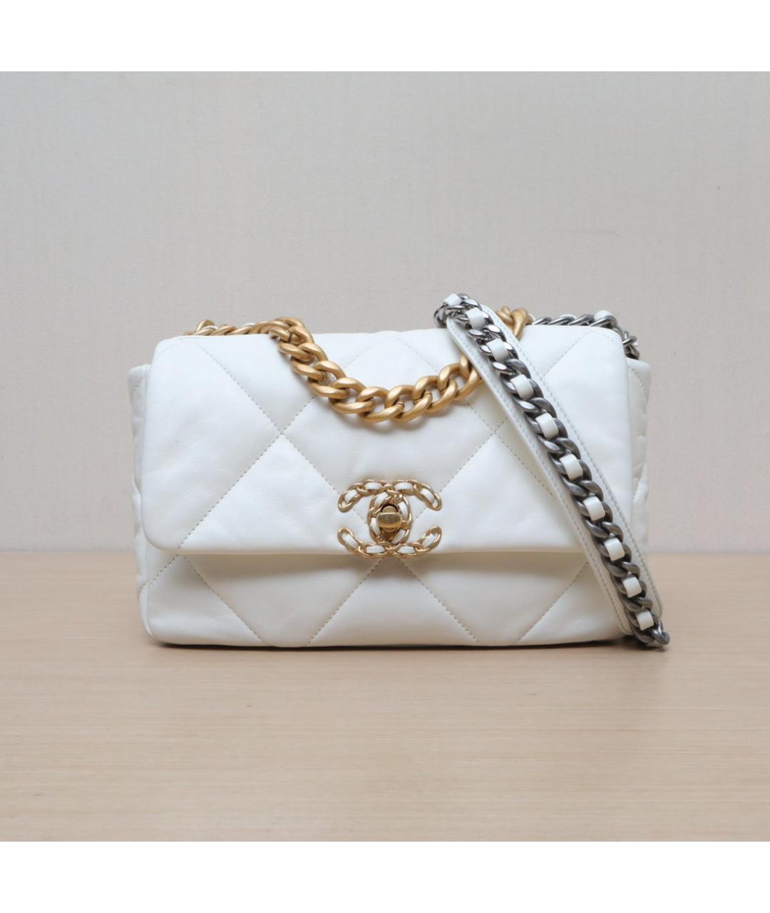 CHANEL Белая кожаная сумка через плечо, фото 3