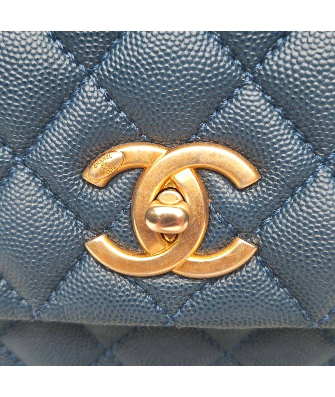 CHANEL Темно-синяя кожаная сумка через плечо, фото 7