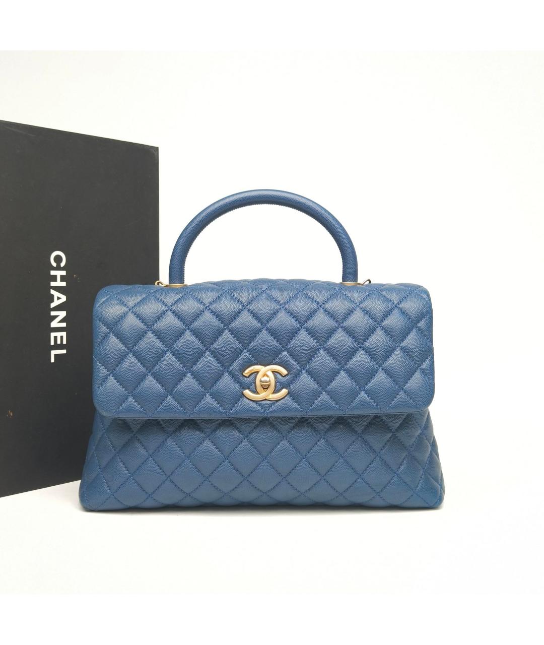 CHANEL Темно-синяя кожаная сумка через плечо, фото 9