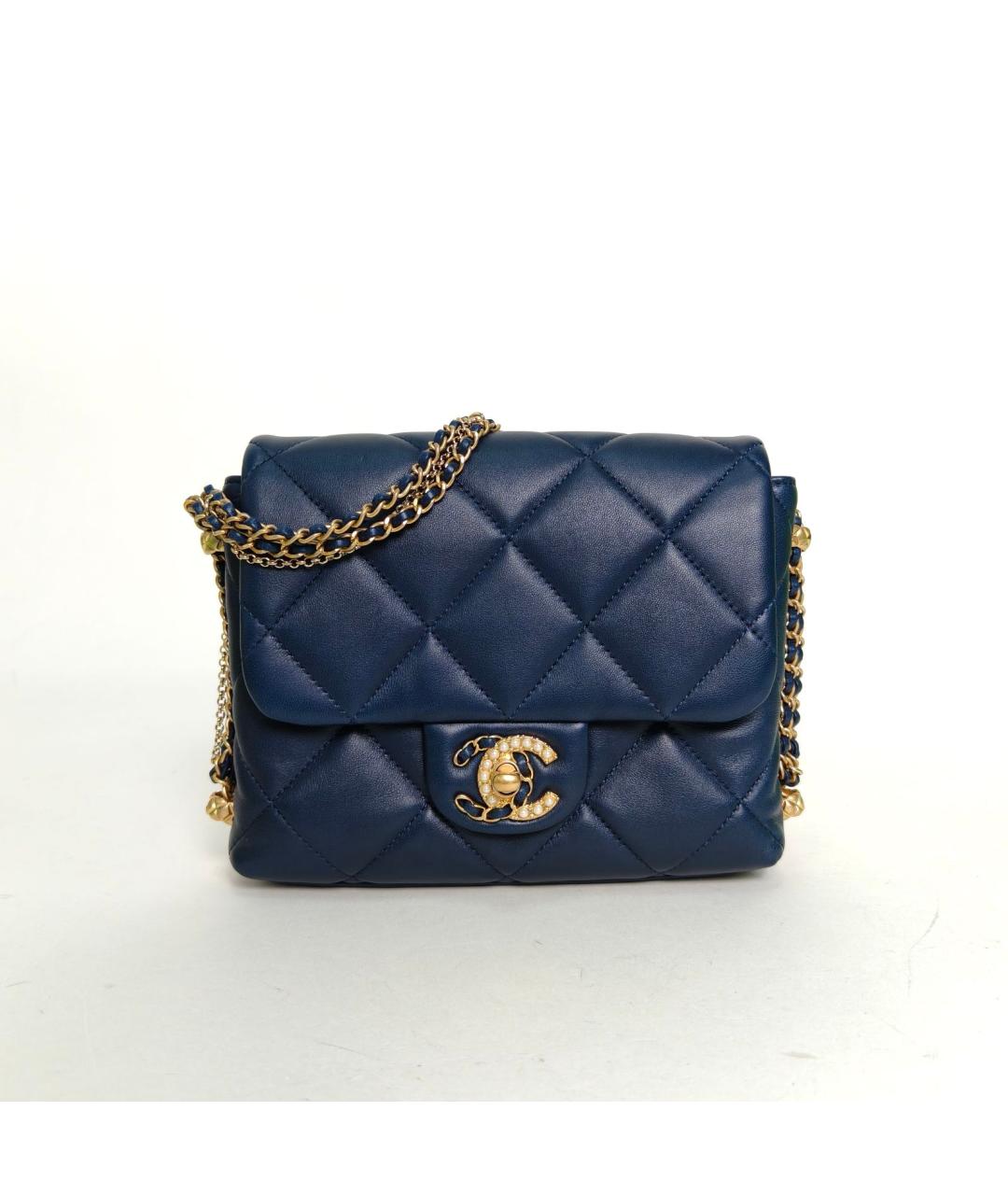 CHANEL Темно-синяя кожаная сумка через плечо, фото 2