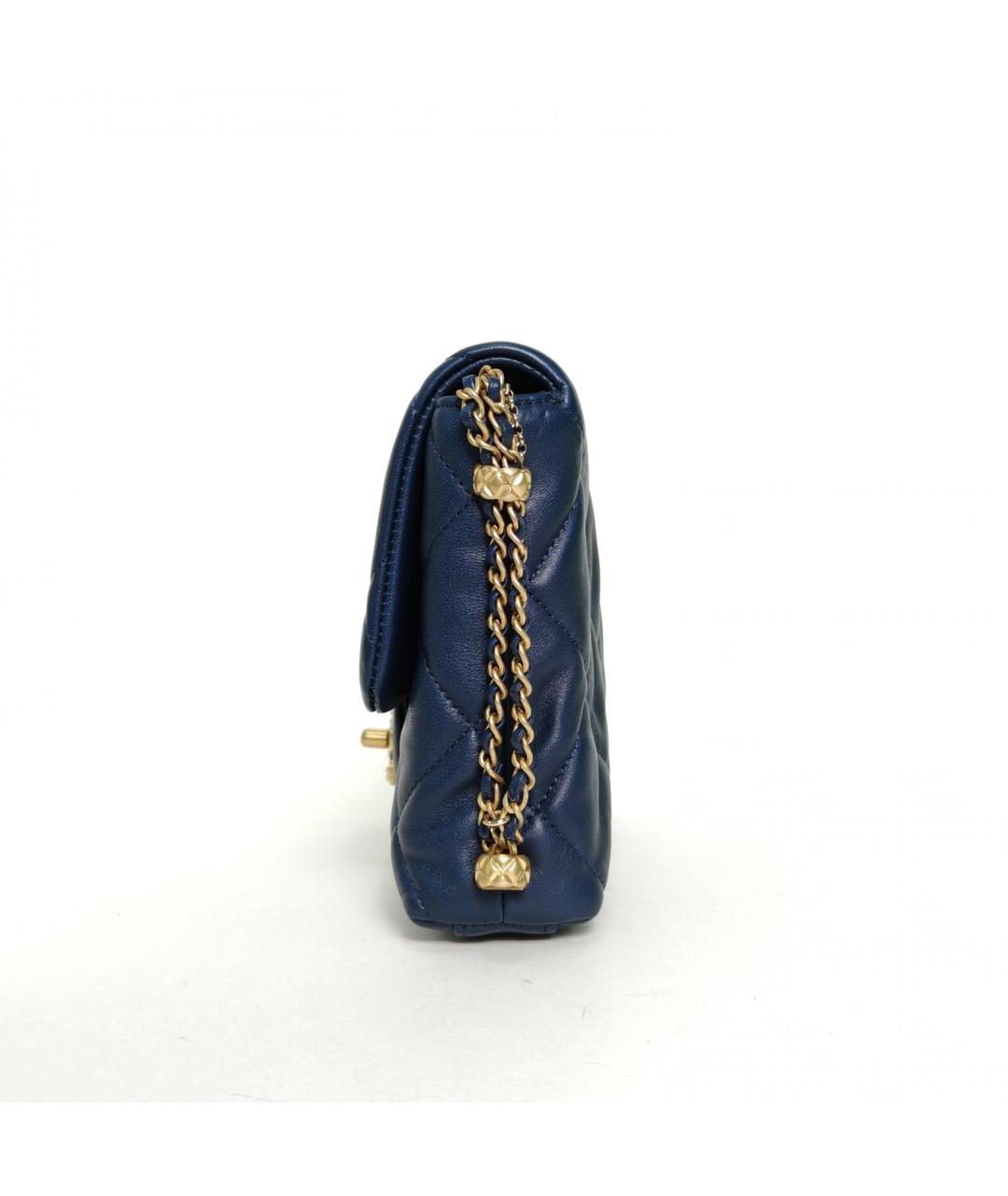 CHANEL Темно-синяя кожаная сумка через плечо, фото 3