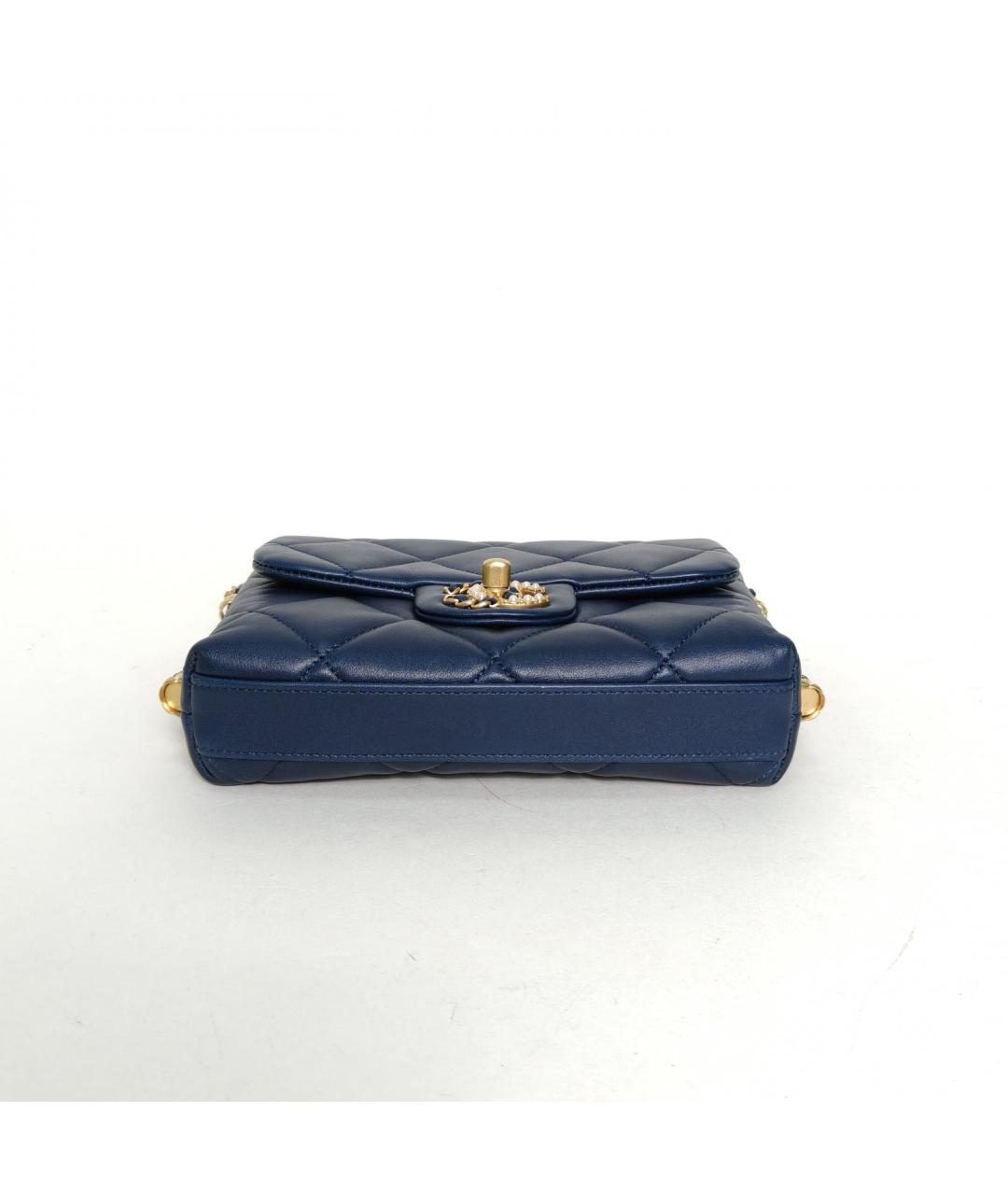 CHANEL Темно-синяя кожаная сумка через плечо, фото 6