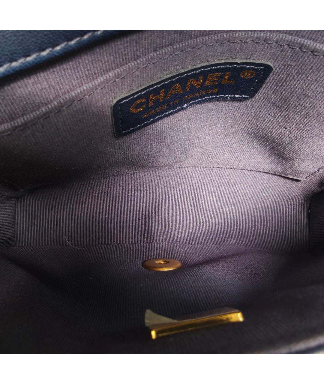 CHANEL Темно-синяя кожаная сумка через плечо, фото 8