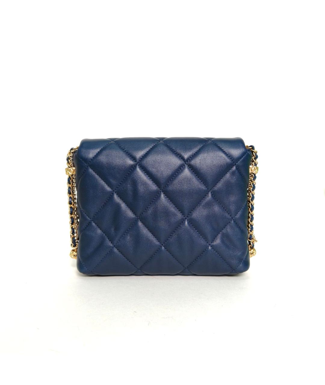 CHANEL Темно-синяя кожаная сумка через плечо, фото 4