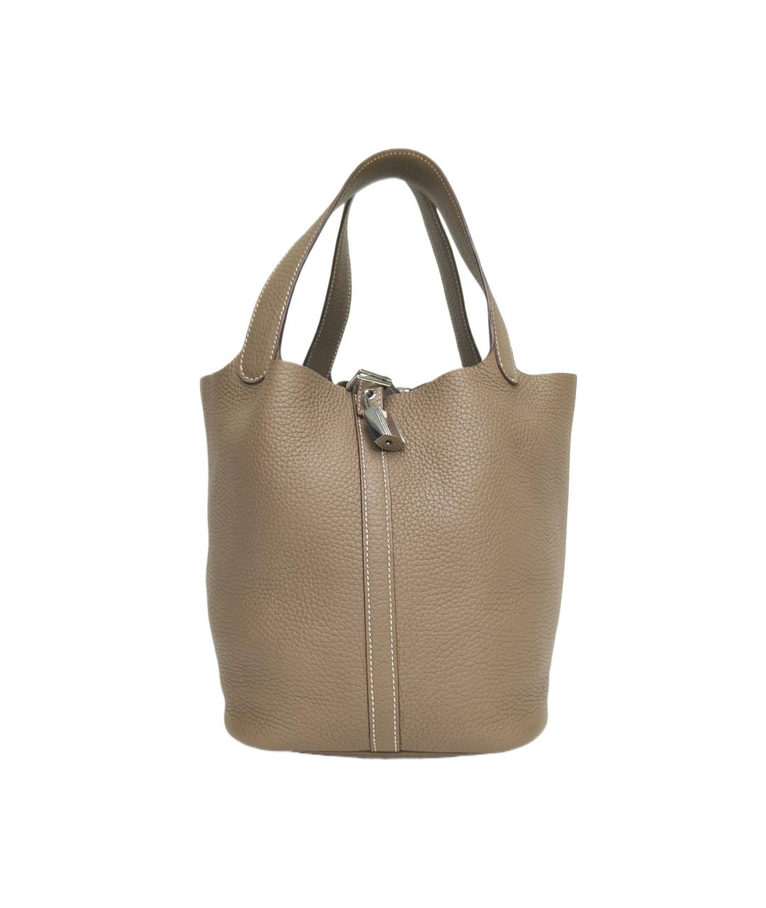 HERMES Бежевая кожаная сумка через плечо, фото 9