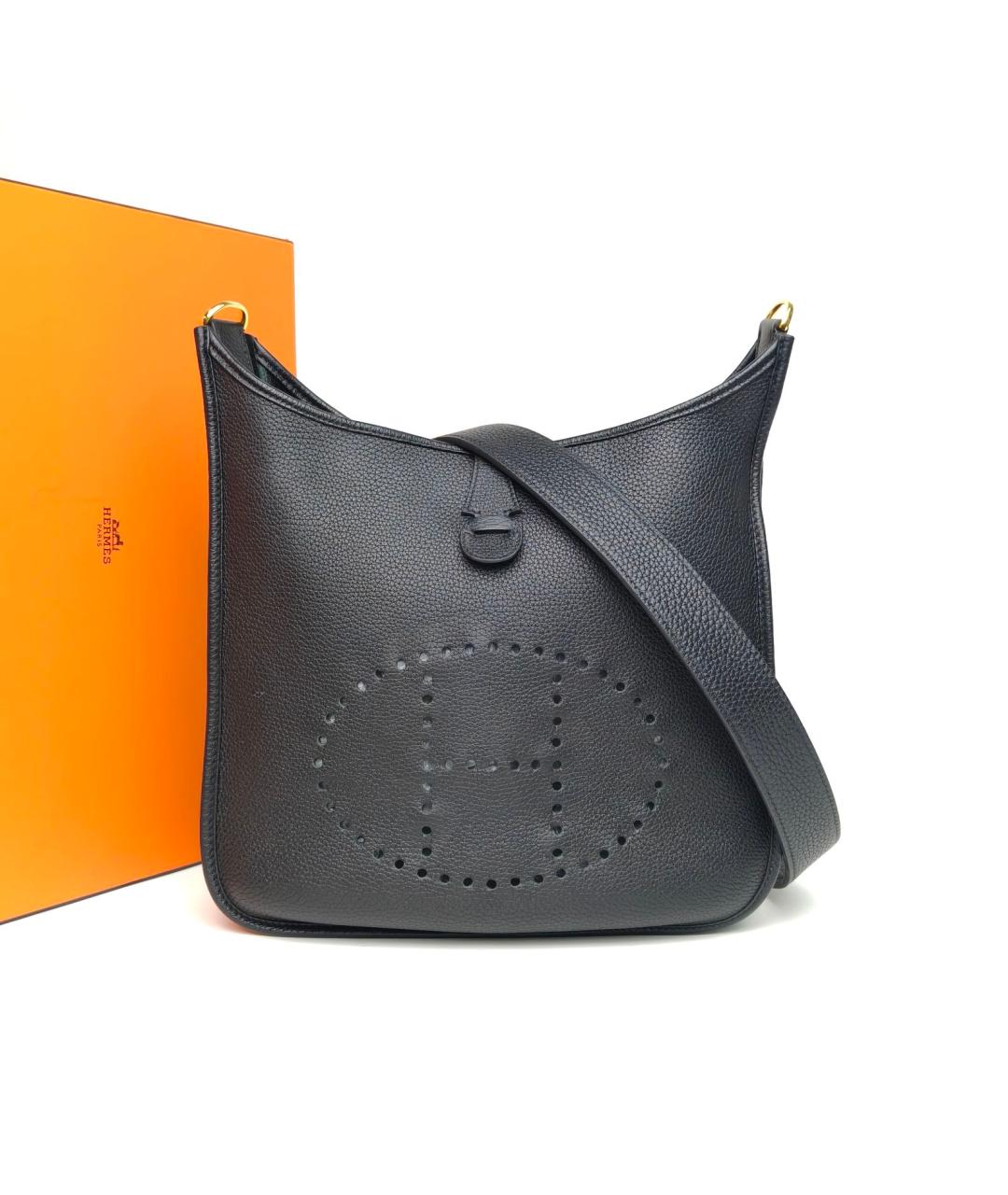HERMES Черная кожаная сумка через плечо, фото 3
