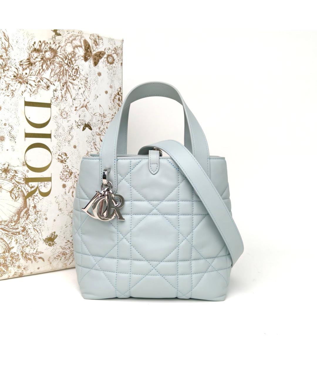 CHRISTIAN DIOR Голубая кожаная сумка через плечо, фото 9