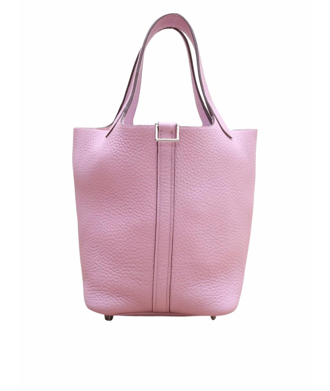 HERMES Розовая кожаная сумка с короткими ручками, фото 1