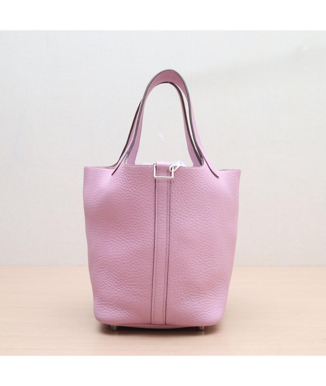 HERMES Розовая кожаная сумка с короткими ручками, фото 2