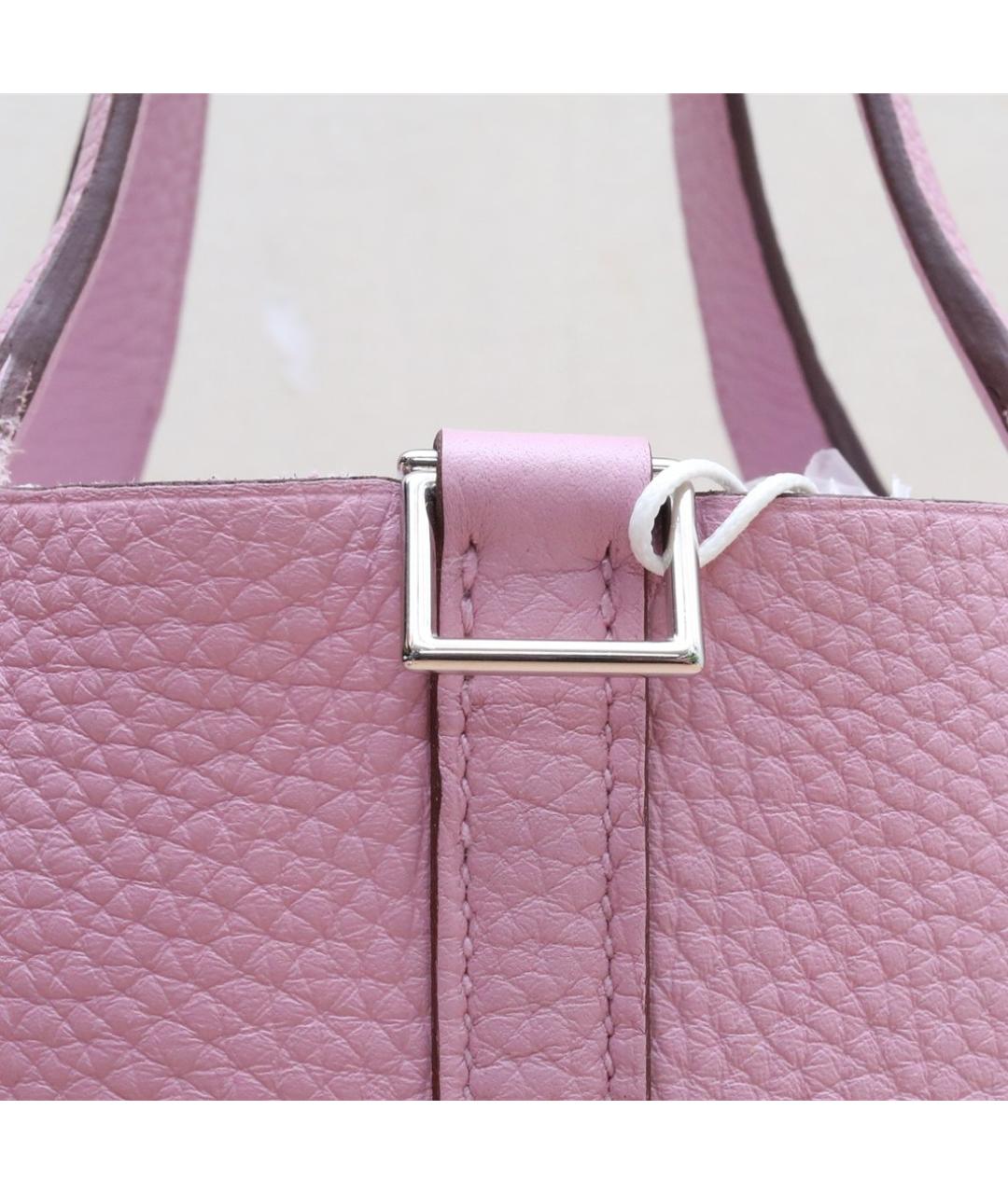 HERMES Розовая кожаная сумка с короткими ручками, фото 7